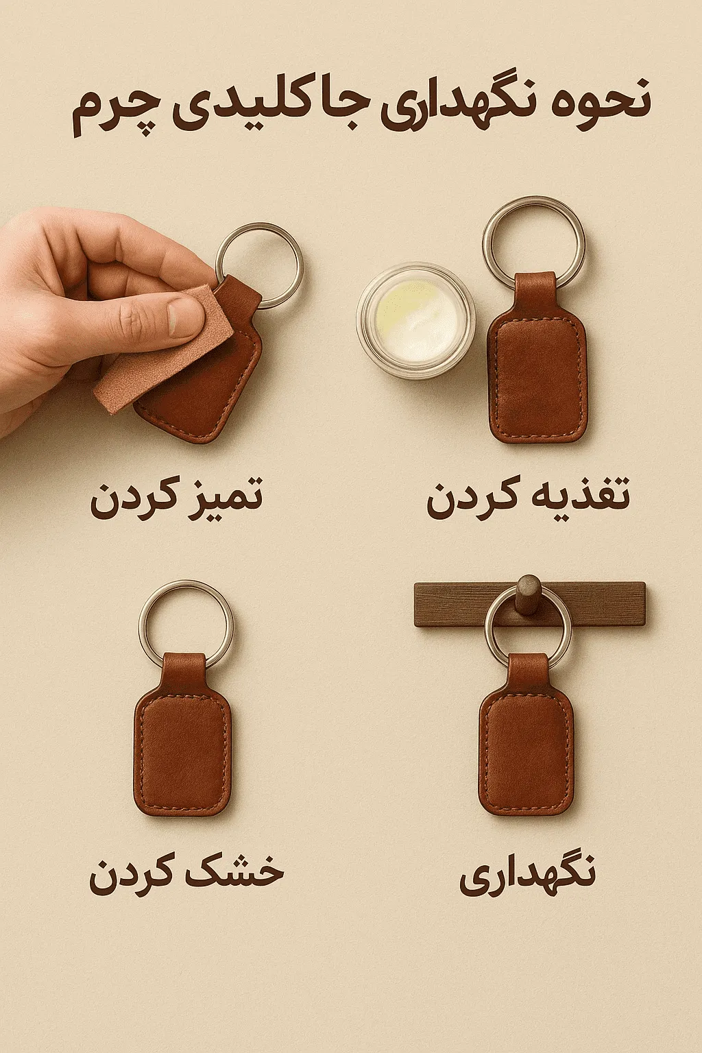 نحوه نگهداری جا کلیدی چرم